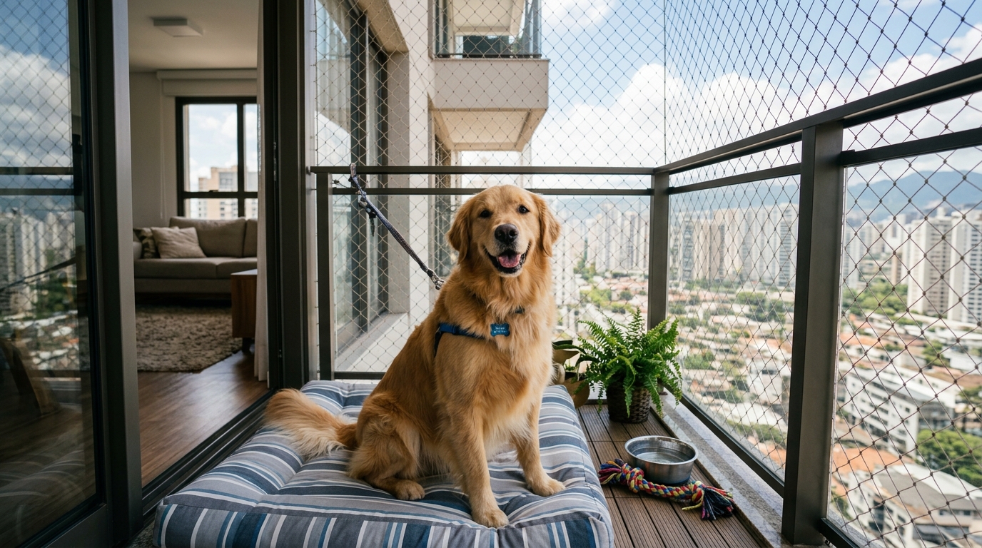 Proteção para cães em sacadas e janelas